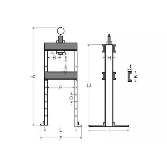 Hydraulický dílenský lis 20 tunový s ukazatelem tlaku a pedálem G02086-3CZ
