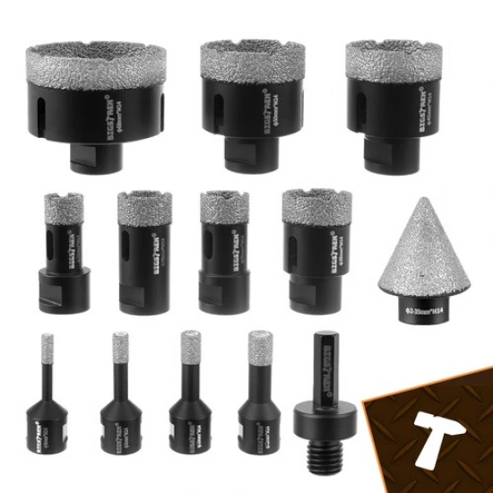 Diamantové vykružováky M14 do dlažby 6-68 mm 13 dílná sada 00027012