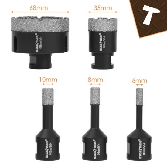 Diamantové vykružováky M14 do dlažby 6-68 mm 6 dílná sada 00027079