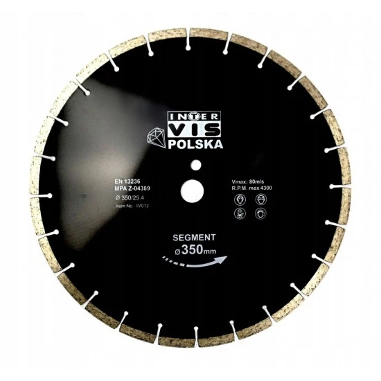 Diamantový řezný kotouč segmentový 350mm otvor 25.4 mm IVBDSEG350254B