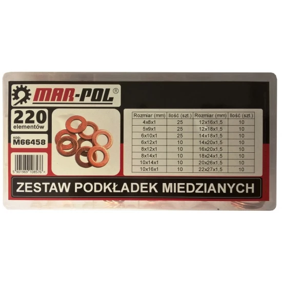 Měděné podložky těsnění 220ks M66458