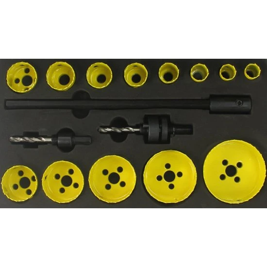 Korunkové vrtáky BI-METAL 19-76mm 17 dílná M22575