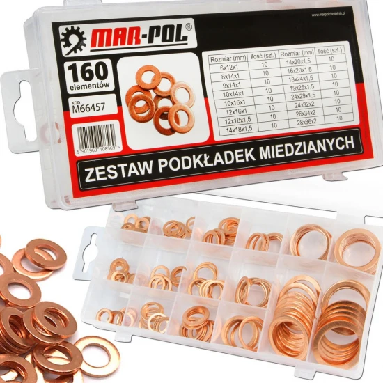 Měděné podložky těsnění 160ks M66457