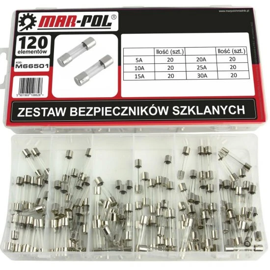 Skleněné trubičkové pojistky 120 dílná sada M66501
