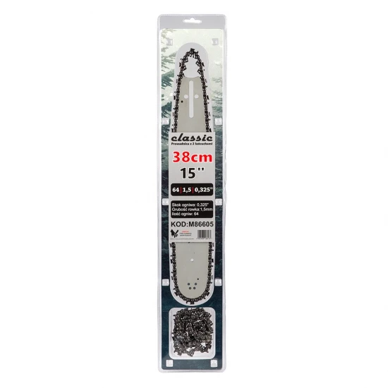 Lišta a řetěz na motorovou pilu 38 cm 15" 64 článků .325" 1.5mm M86605