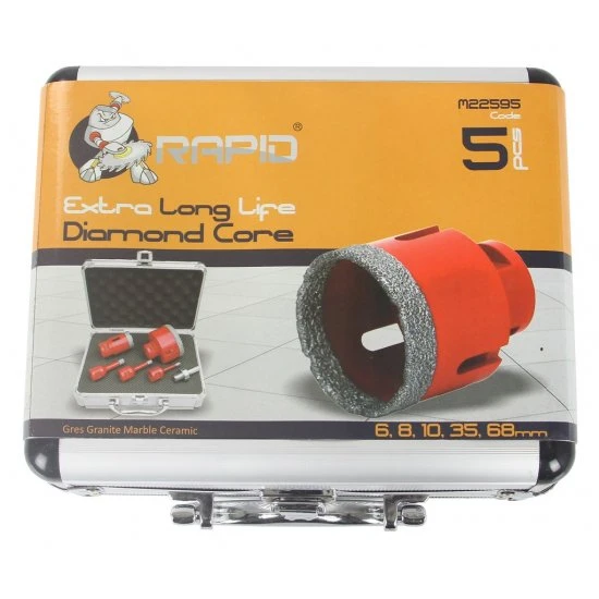 Diamantové vrtáky M14 do dlažby 6-68 mm 5 dílná sada M22595