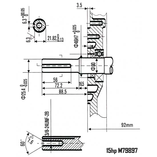Benzínový motor 15 HP 3600 ot./min.hřídel 25.0 mm M79897