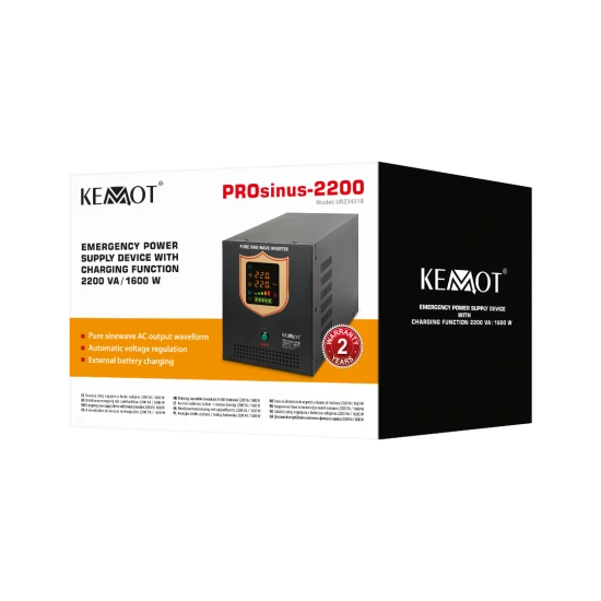 Záložný zdroj Kemot PROsinus 1600W 2200VA 12V/230V čierny URZ3431B